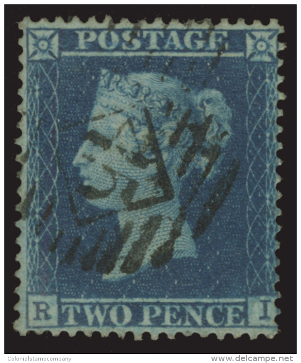 O        15 (27) 1855 2d Blue Q Victoria^ On Paper More Or Less Blued, Plate 5, Wmkd Large Crown, Perf 16, Very... - Gebruikt