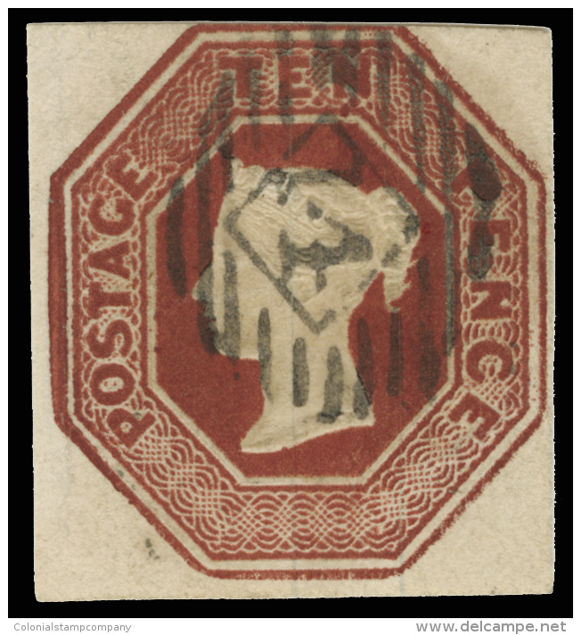 O        6 (57) 1848 10d Brown Q Victoria^ Embossed, Unwmkd, Imperf, Full Margins Three Sides (just Touching At... - Oblitérés