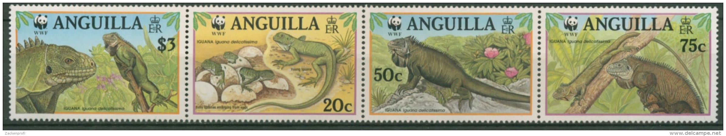 Anguilla 1997 WWF: Grüner Inselleguan 988/91 ZD Postfrisch (C71537) - Anguilla (1968-...)