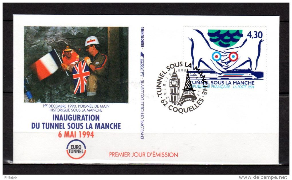 FRANCE GB 1994 : 4 Enveloppes 1er Jour CONQUETE DE LA MANCHE THE CHANNEL CONQUEST Avec N° YT 2880 à 2883. Parf état. FDC - Emissions Communes