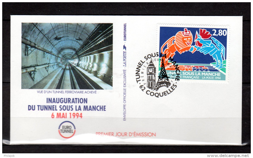 FRANCE GB 1994 : 4 Enveloppes 1er Jour CONQUETE DE LA MANCHE THE CHANNEL CONQUEST Avec N° YT 2880 à 2883. Parf état. FDC - Emissions Communes