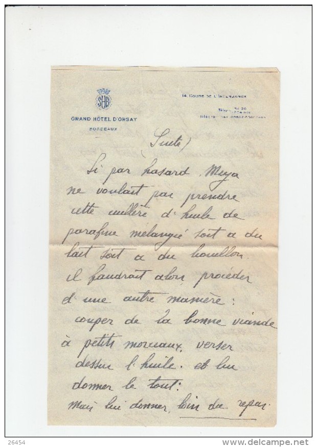 FLIER  Sur  Envel  + Lettre     De BORDEAUX Gironde  Le 24 Mai 1934  " GRAND HOTEL D ORSAY " - Annullamenti Meccaniche (Varie)