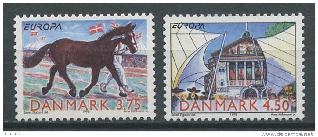 DANEMARK 1998 N° 1191/1192 ** Neufs = MNH  Superbes EUROPA Faune Chevaux Horses Festivals Fêtes D'Arhus Théâtre - Unused Stamps