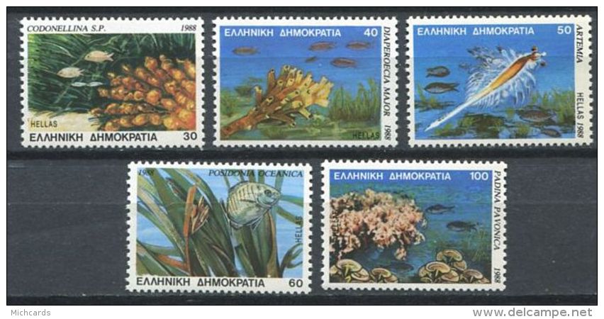 175 GRECE 1988 - Yvert 1660/64 - Faune Marine Poisson Corail - Neuf ** (MNH) Sans Charniere - Ungebraucht