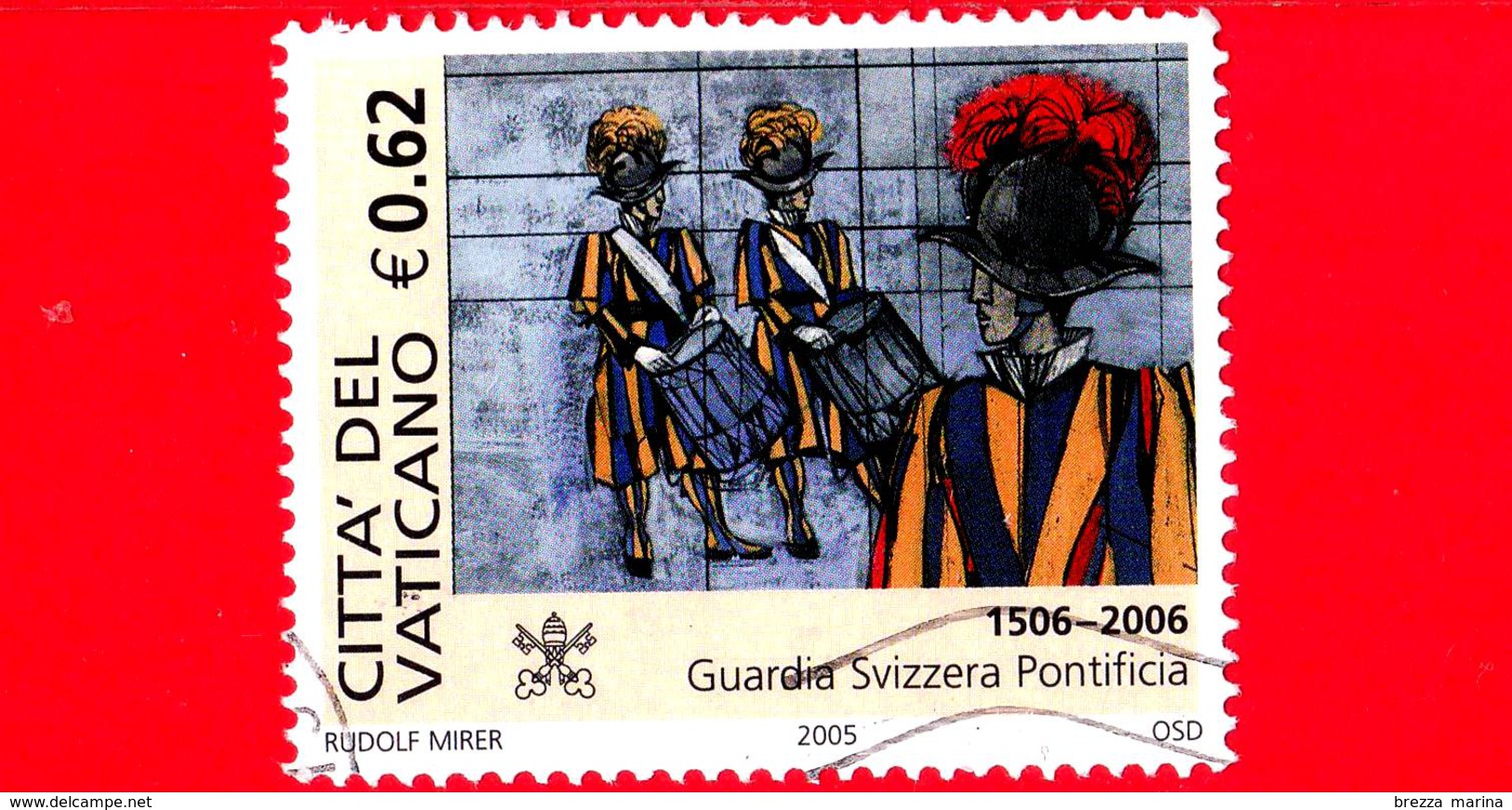 VATICANO - Usato - 2005 - 500 Anni Della Fondazione Della Guardia Svizzera Pontificia - 0,62 € • Cambio Della Guardia - Oblitérés