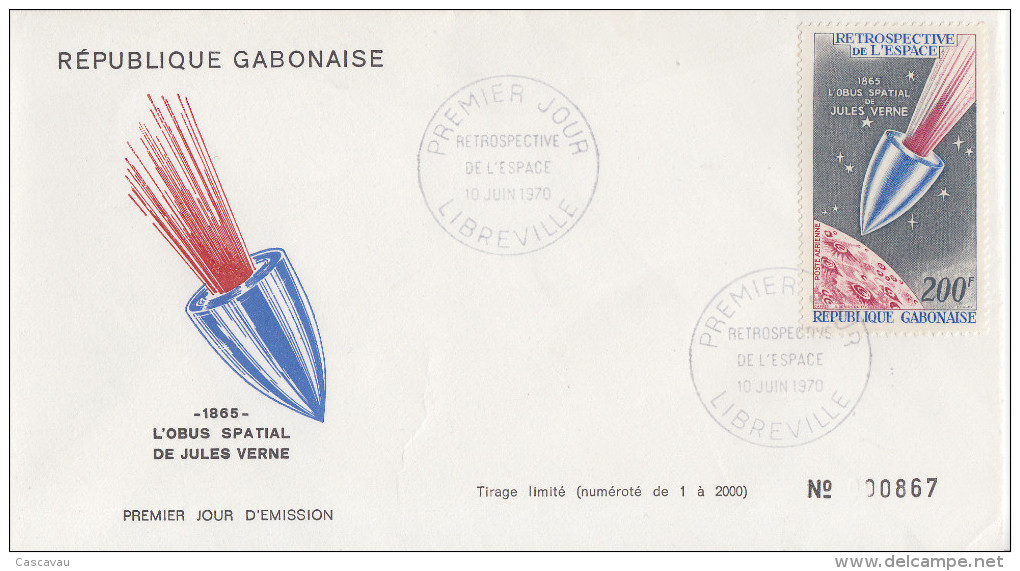 Enveloppe  FDC  1er  Jour   GABON    RETROSPECTIVE  DE  L' ESPACE   1970 - Gabon (1960-...)