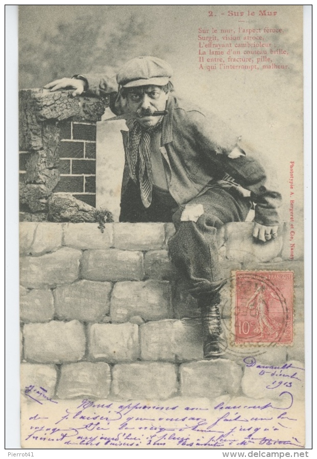 HOMMES - Jolie Carte Fantaisie " Sur Le Mur "  - Edit. BERGERET - Hommes