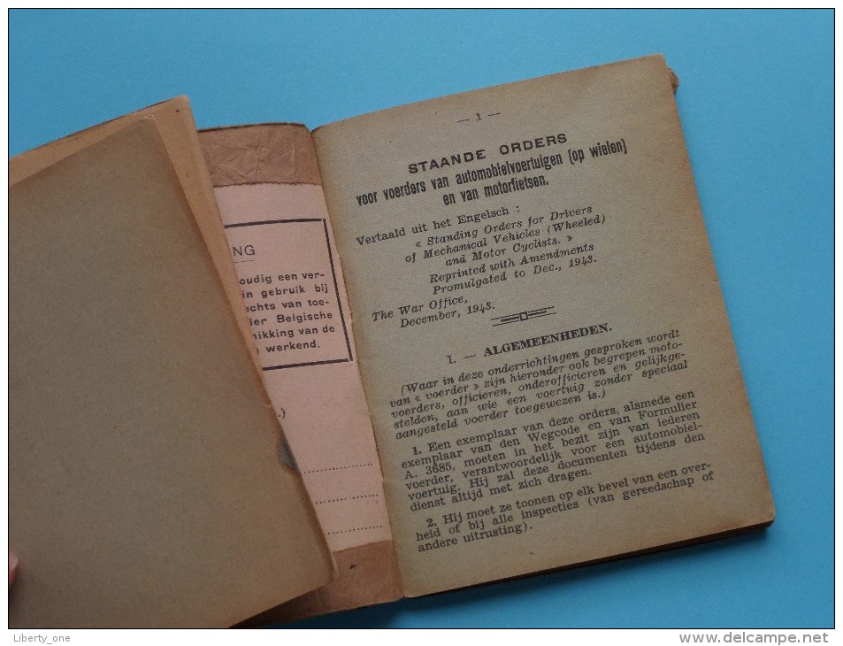 STAANDE ORDERS Voor Voerders Van Automobielvoertuigen ( Op Wielen ) En Van Motorvoertuigen ( Zie Foto Voor Details ) ! - Altri & Non Classificati