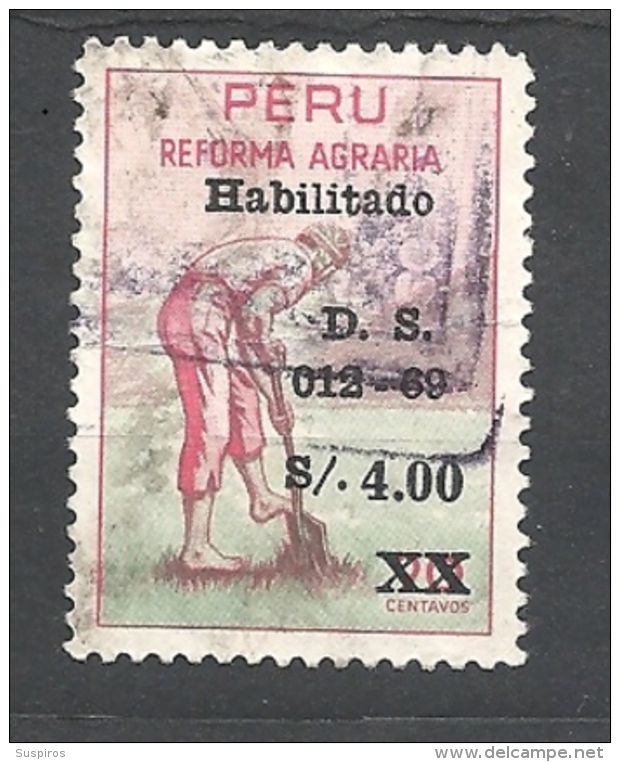 PERU    - 1969 Unissued Agrarian Reform Stamps, Surcharged 699 Used - Peru