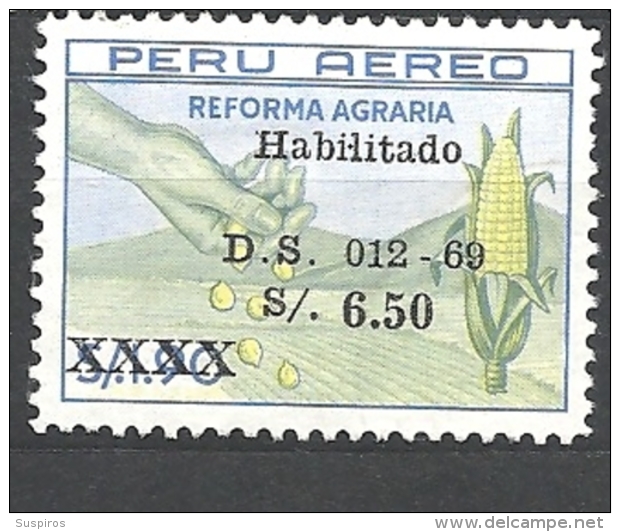 PERU    - 1969 Unissued Agrarian Reform Stamps, Surcharged 701  Hinged - Peru