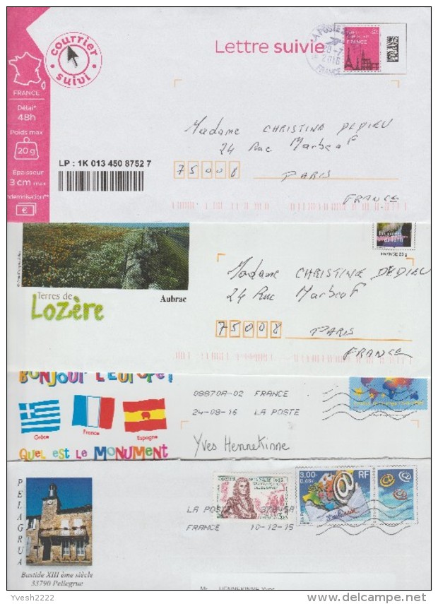 France 2016. 4 Prêt-à-poster, Dont Lettre Suivie Et Pour L'étranger - Collections & Lots: Stationery & PAP