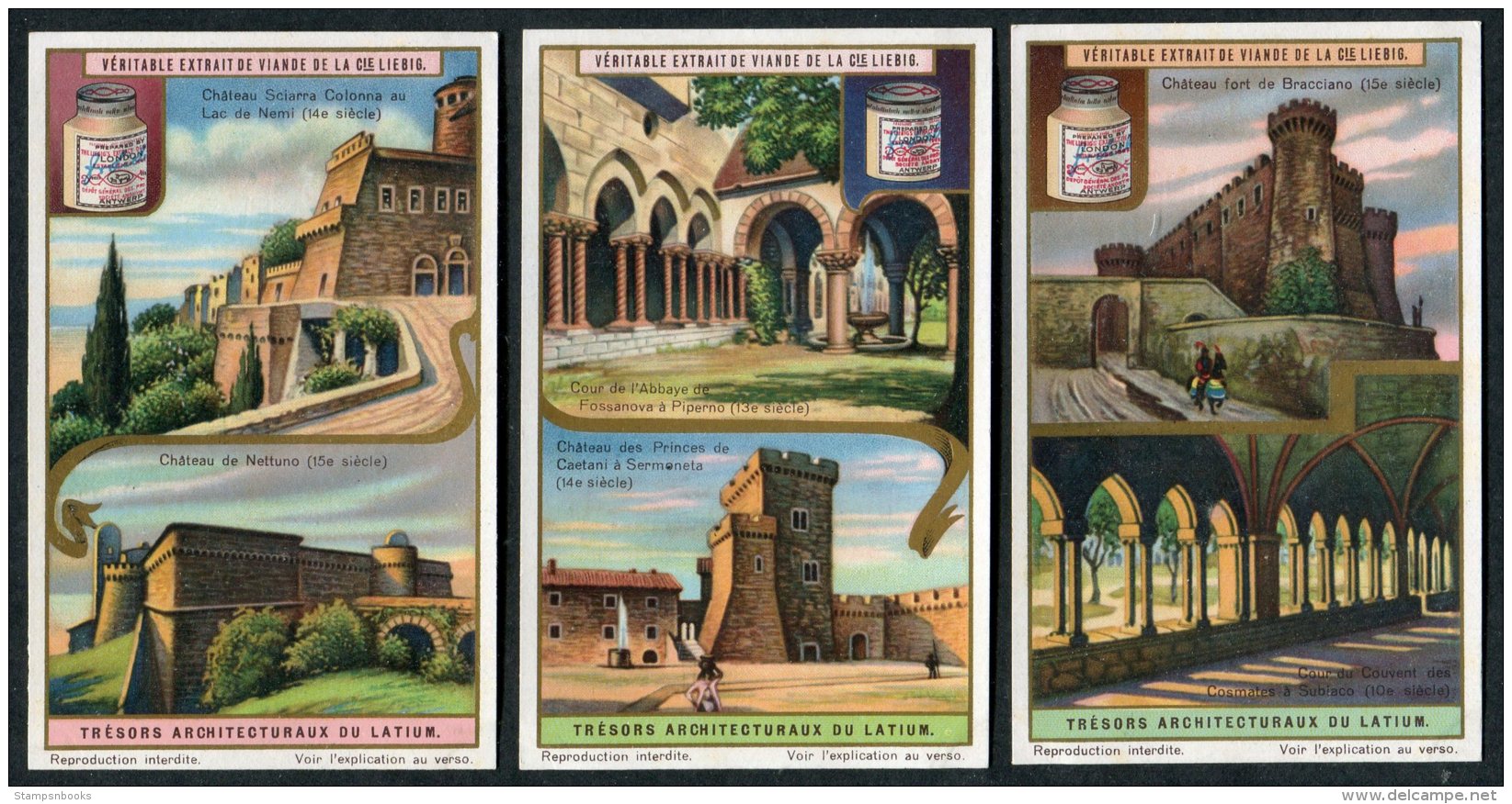 Liebig Set Of 6 Cards - Tresors Architecturaux Du Latium - Liebig