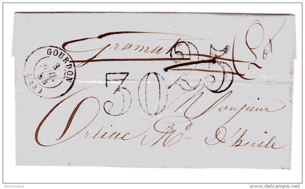 Taxe 25 Annulée Remplacée Par Une Taxe 30. Gordon Lot Le 3 Juillet 1854 - 1849-1876: Classic Period