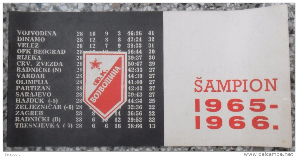 F.K. VOJVODINA ŠAMPION 1965 - 1966 - Libri