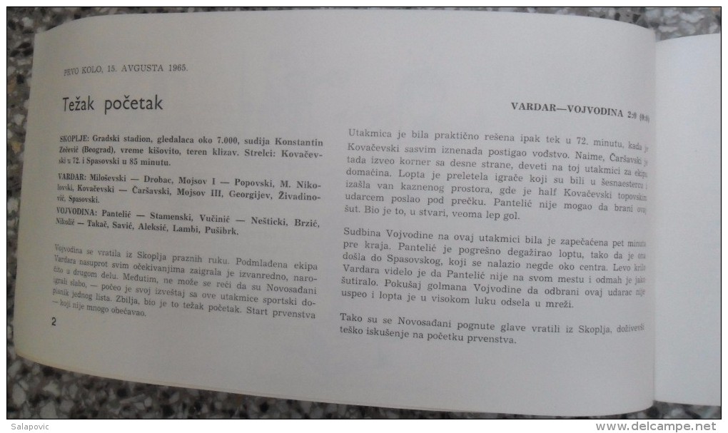 F.K. VOJVODINA ŠAMPION 1965 - 1966 - Libros