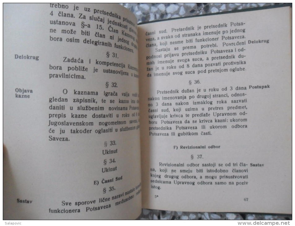 JUGOSLAVENSKI NOGOMETNI SAVEZ PRAVILA I PRAVILNICI 1936, KRALJEVINA JUGOSLAVIJA, Kingdom Of Yugoslavia - Libros