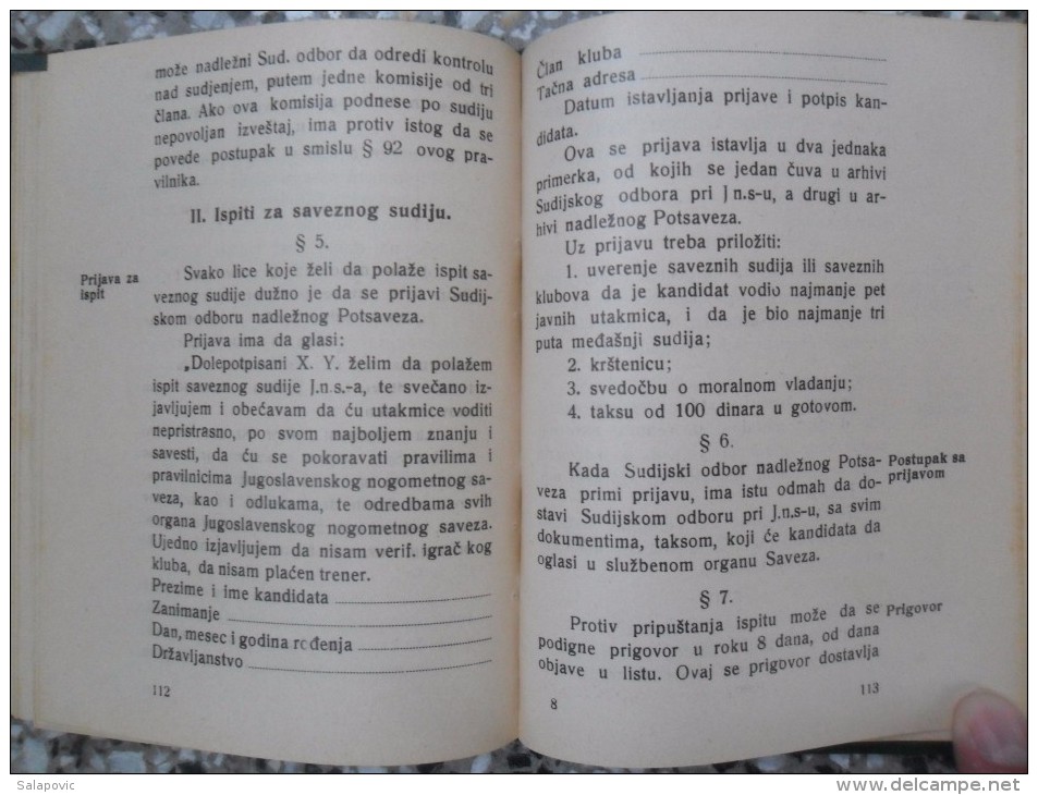 JUGOSLAVENSKI NOGOMETNI SAVEZ PRAVILA I PRAVILNICI 1936, KRALJEVINA JUGOSLAVIJA, Kingdom Of Yugoslavia - Libros