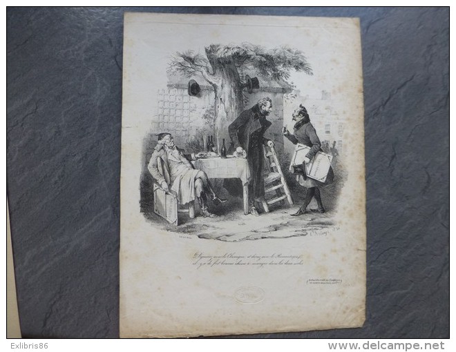 Débats Entre CLASSIQUES Et ROMANTIQUES,  LITHO Originale De Bellangé Vers 1830,   ; Ref 449 G04 - Estampes & Gravures