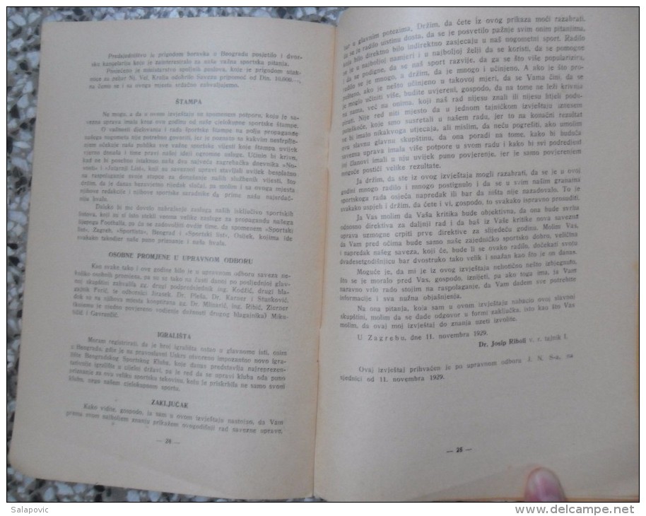 JUGOSLAVENSKI NOGOMETNI SAVEZ, TAJNICKI IZVJESTAJ ZA XII. REDOVITU GLAVNU SKUPSTINU 1929, Kingdom Of Yugoslavia - Gymnastiek