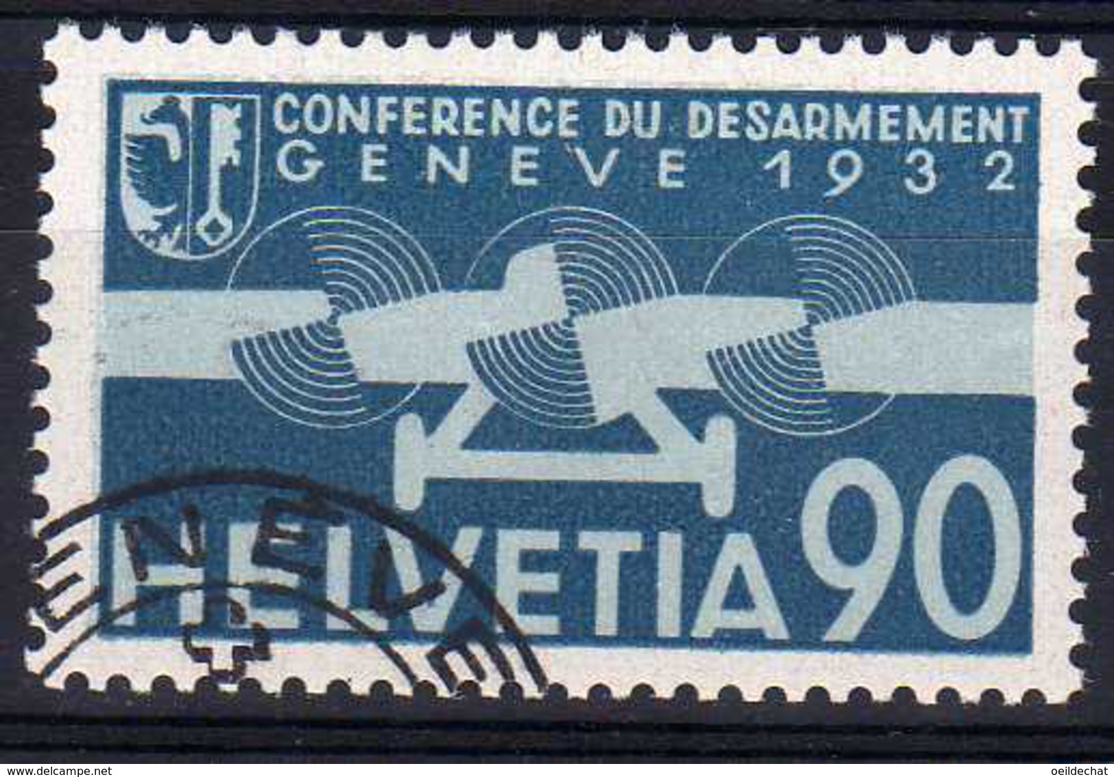 310 - SUISSE   90 C Bleu Et Bleu Clair °  Conférence Du Désarmement, à Geneve . - Gebraucht