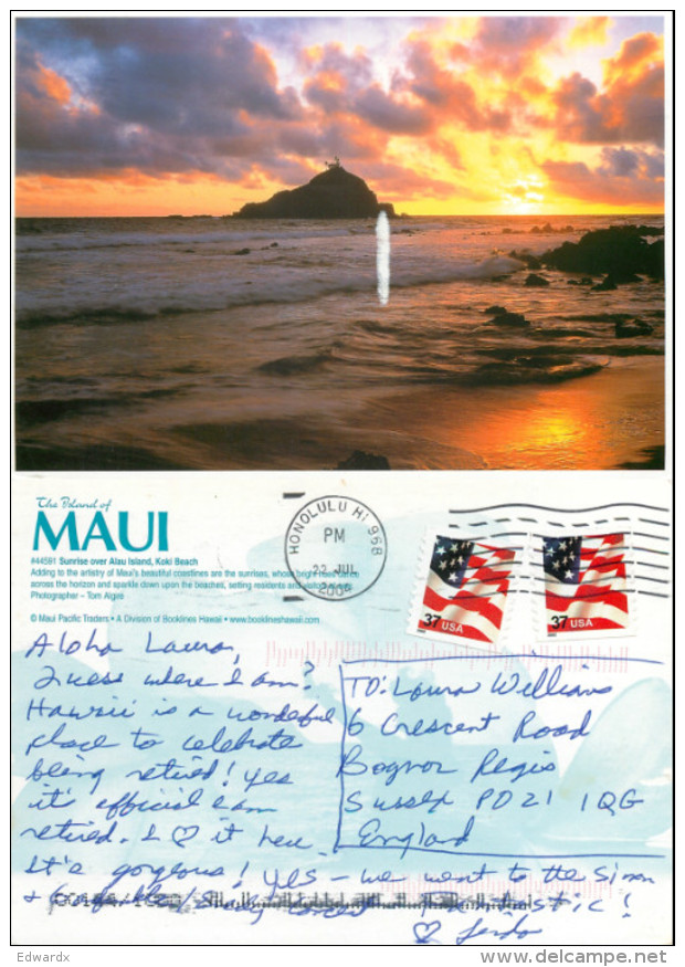 Alau Island, Maui, Hawaii, United States US Postcard Posted 2004 Stamp - Maui