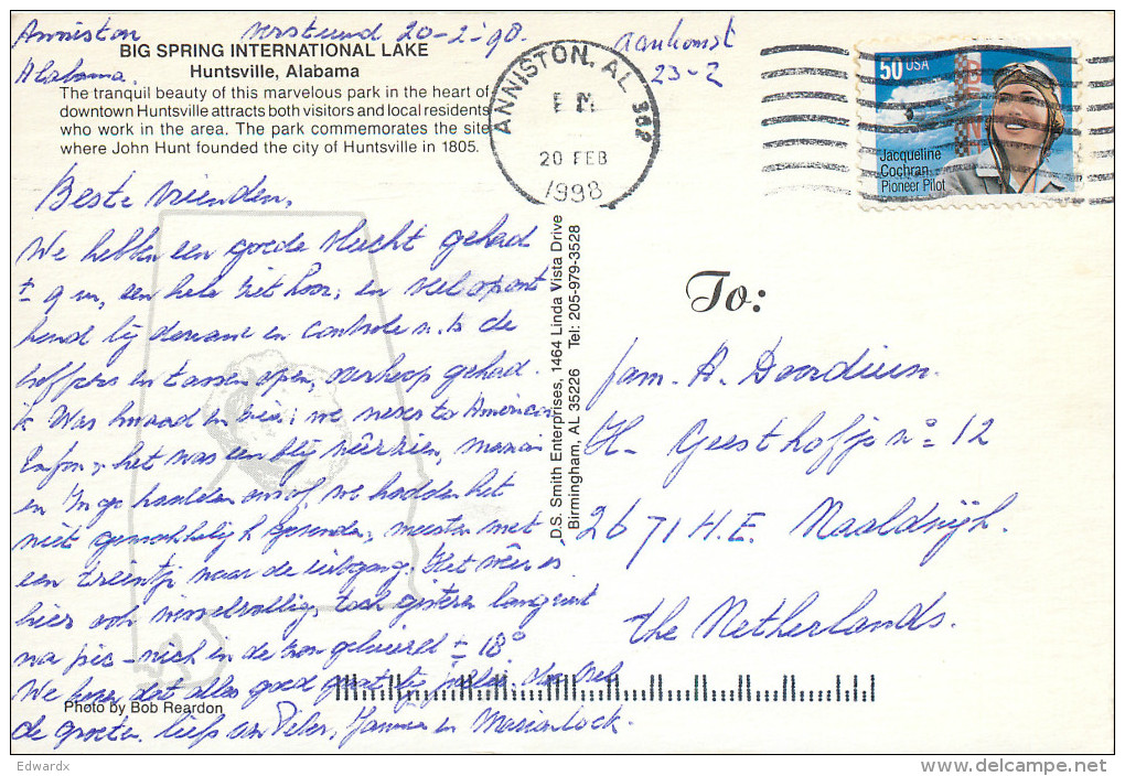 International Park, Huntsville, Alabama, United States US Postcard Posted 1998 Stamp - Huntsville