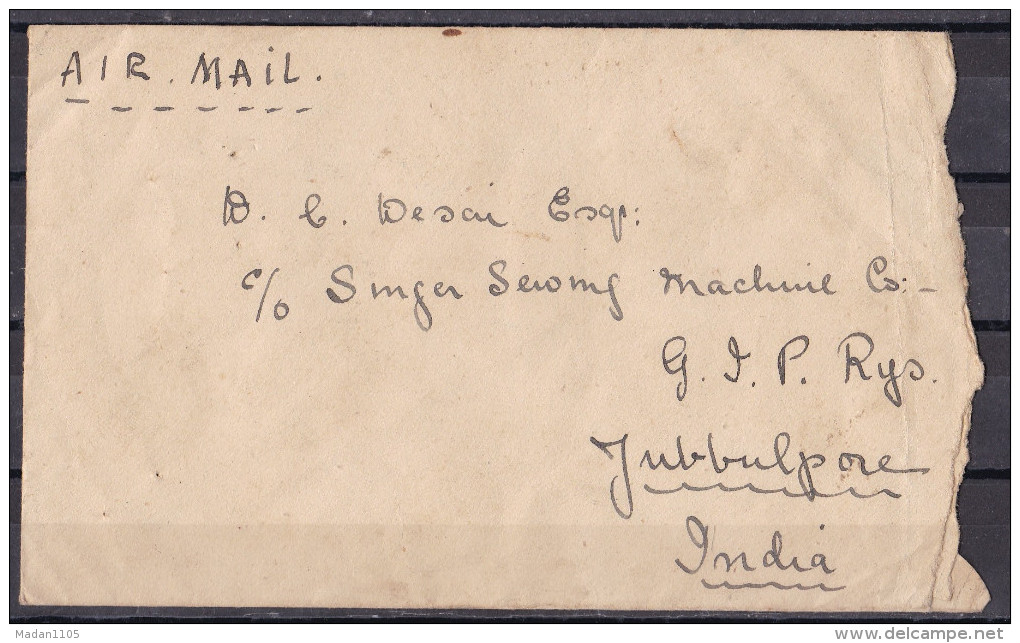 BURMA, 1949, Airmail Letter From Mandalay To Jubbulpore, 4 Stamps In Honour Of General Aung San Interim Government Stamp - Birmanie (...-1947)
