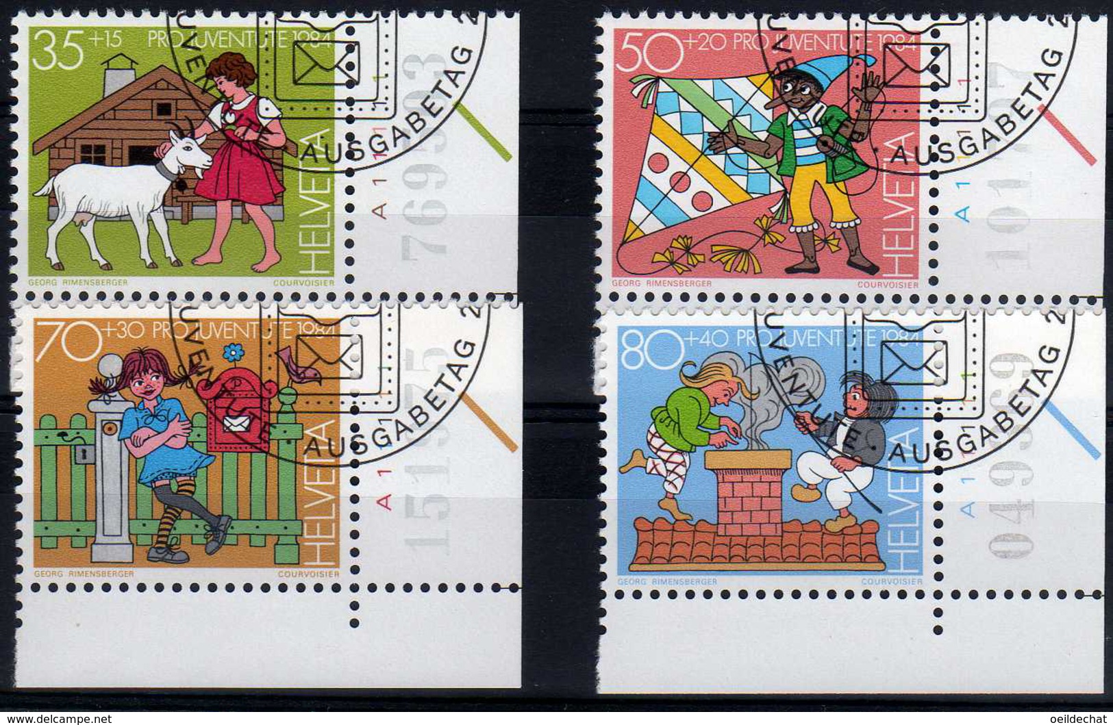 313 - SUISSE N°1213/6°   Série Pro Juventute 1984  Personnages De Livres D'enfants - Gebraucht