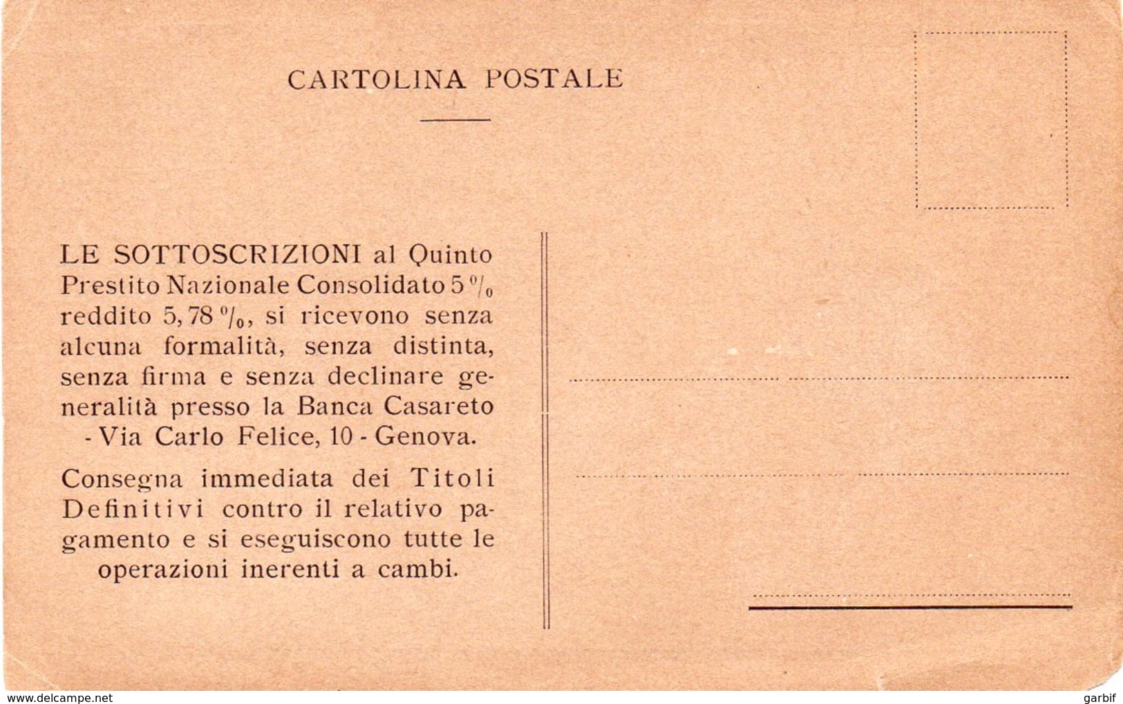 Prestito Nazionale - Banca Casareto - Fp Nv - Guerre 1914-18