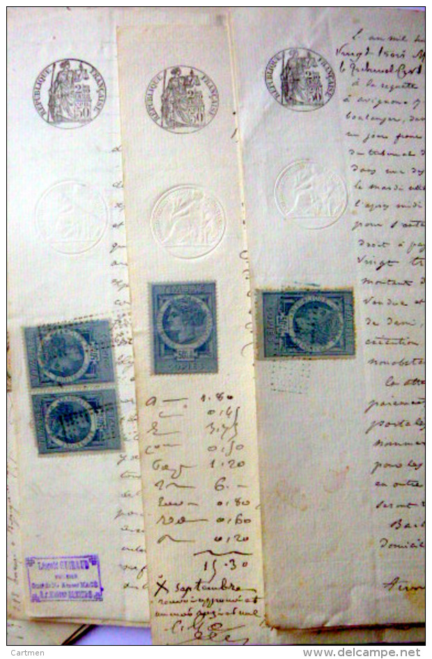 TIMBRES DE DIMENSION  LOT DE 59 TIMBRES DE DIMENSION  TIMBRES COPIE ET DECHARGES  SUR DOCUMENTS 1880 - Autres & Non Classés