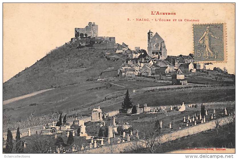 Najac       12      Vue Générale. Eglise. Château.Cimetière - Najac