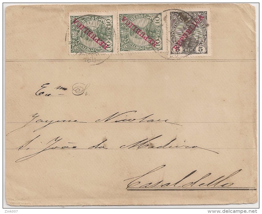 Cover Circulated - 1910 - Portugal - S. João Da Madeira (Casaldelo) - Stamp D. Manuel II - Afinsa 171 E 172 - Briefe U. Dokumente