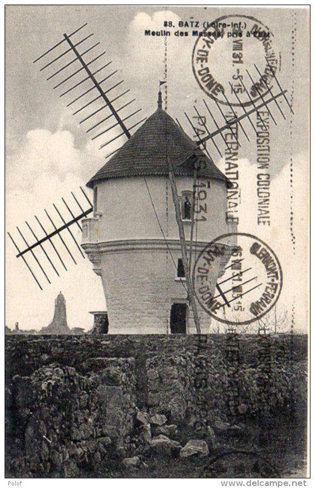 BATZ - Moulin Des Masses Pris A L' Est - Flamme Expo Coloniale Paris 1931 - Clermont Ferrand  (91245) - Batz-sur-Mer (Bourg De B.)