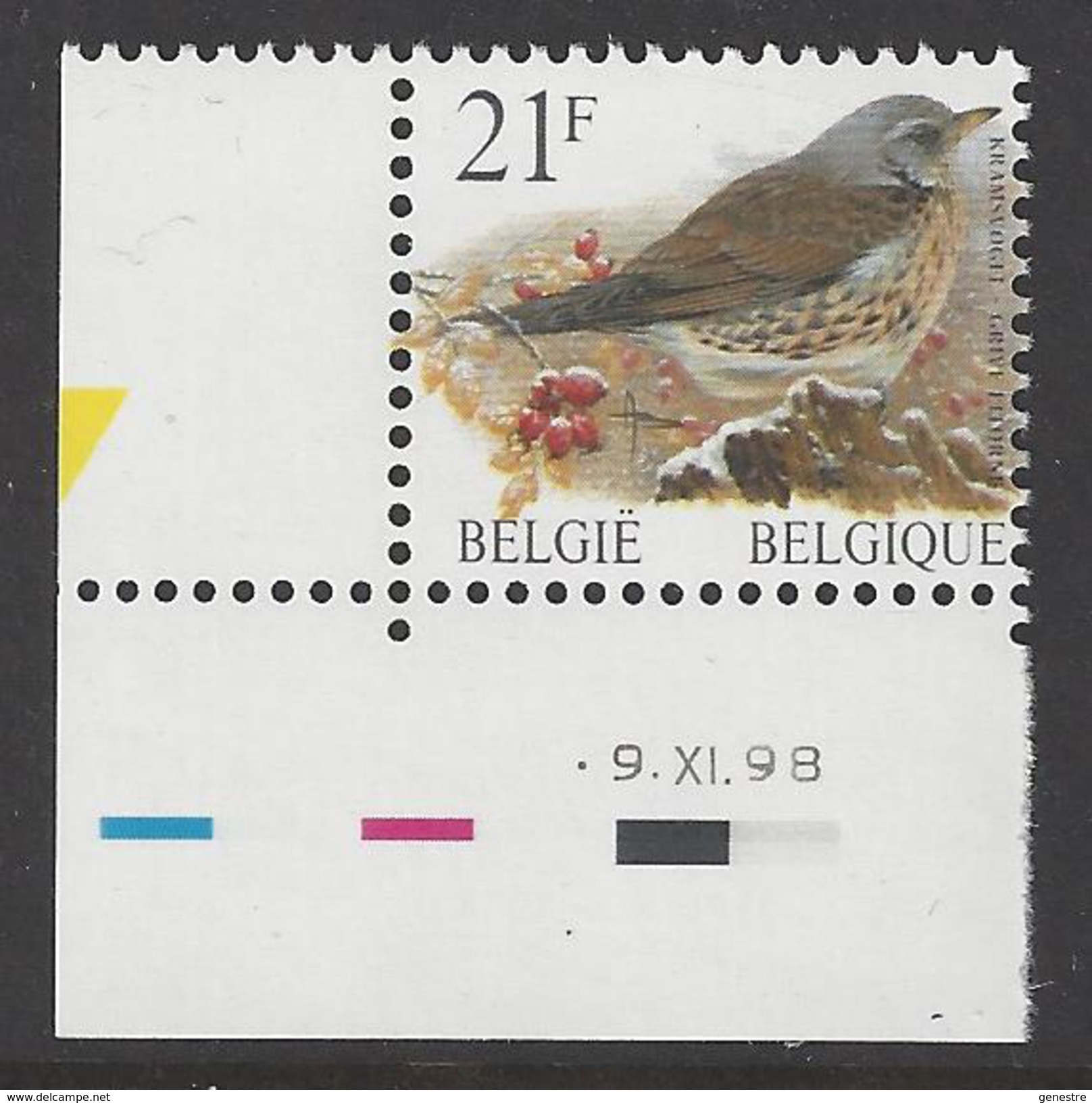 Belgique COB 2792 ** (MNH) - Date : -9.XI.98 - Planche 1 - Datiert