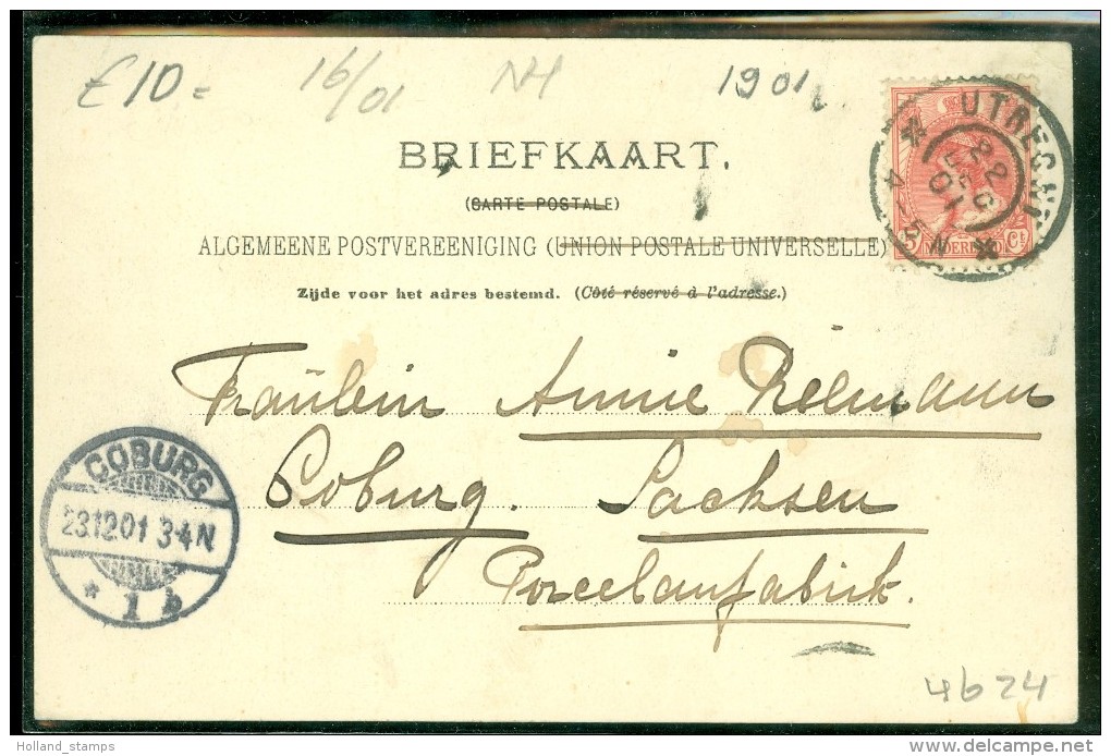ANSICHTKAART * HILVERSUM * 's-GRAVELANDSCHE WEG * GELOPEN IN 1901 NAAR COBURG SACHSEN * NVPH 60  (3856) - Hilversum