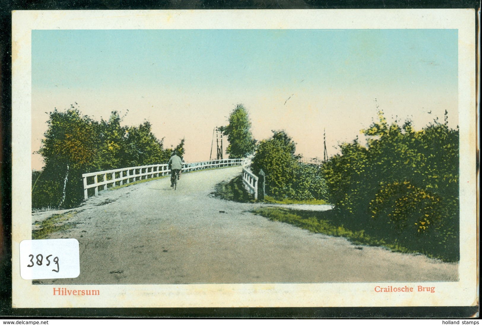 NETHERLANDS - HILVERSUM -CRAILOSCHE BRUG - MAN RIDING BICYCLE OVER BRIDGE - VINTAGE ORIGINAL (3859) - Hilversum