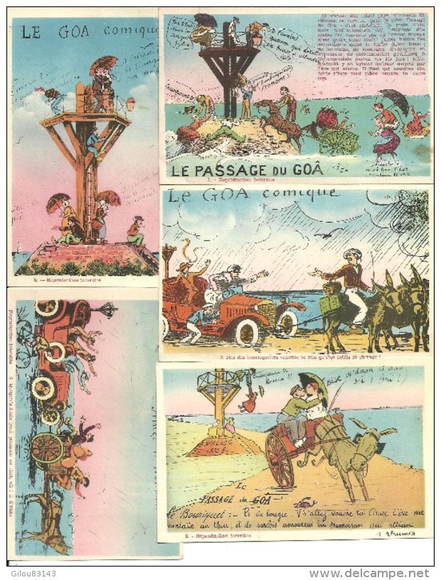 Vendee, Noirmoutier, Le Passage Du Goa, Comique    (bon Etat) Lot De 5 Cartes. - Noirmoutier