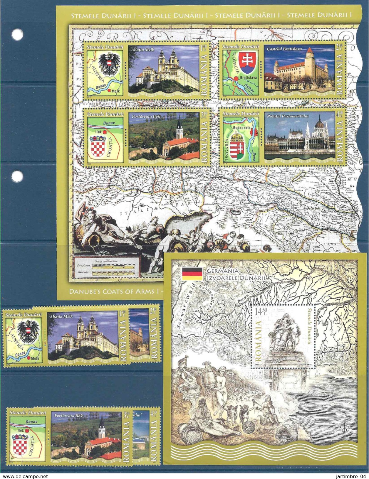 2010 ROUMANIE 5423-26 + BF 388-89** Architecture, Armoiries - Unused Stamps