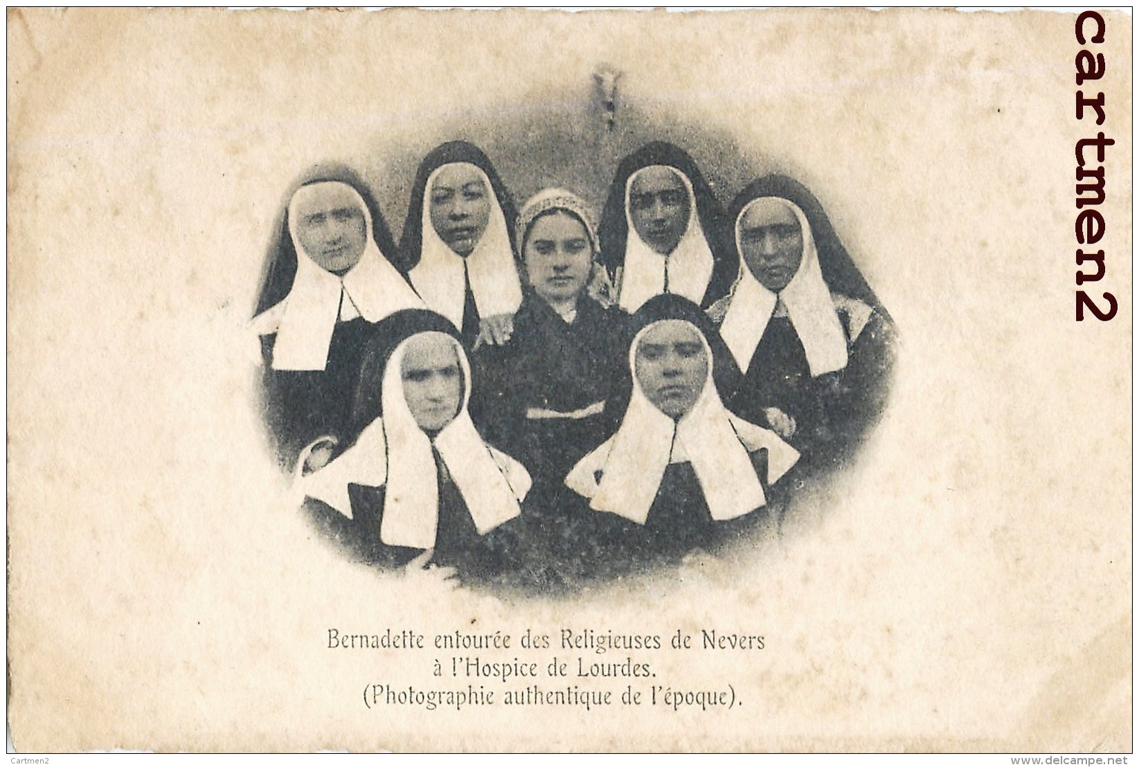 LOURDES BERNADETTE SOUBIROUS ENTOUREE DES RELIGIEUSES DE NEVERS A L'HOSPICE DE LOURES PHOTOGRAPHIE AUTHENTIQUE RELIGION - Lourdes