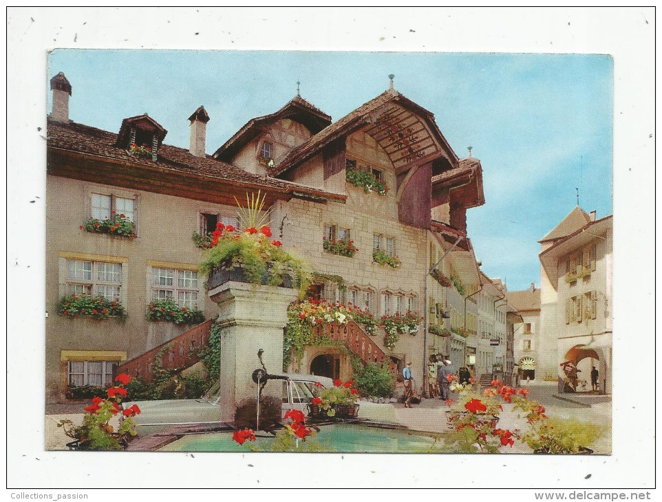 Cp , SUISSE , FRIBOURG , MORAT , MURTEN , Vierge , Ed : Jeanneret Danner , Fleurs - Fribourg