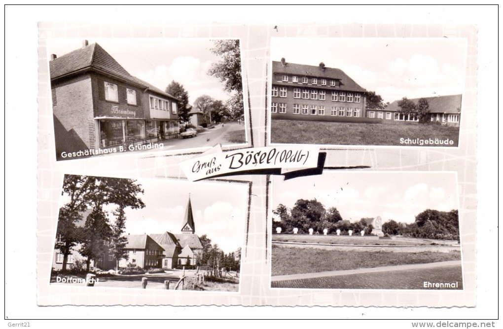 2909 BÖSEL, Geschäftshaus Gründing, Schule, Dorfansicht, Ehrenmal - Cloppenburg