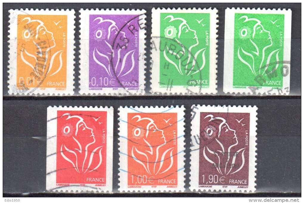 France - Marianne De Lamouche - Mi. 3884,85,86A,C,87C,92,94 -7v - Type ITVF - Used - Oblitéré - 2004-2008 Marianne Of Lamouche