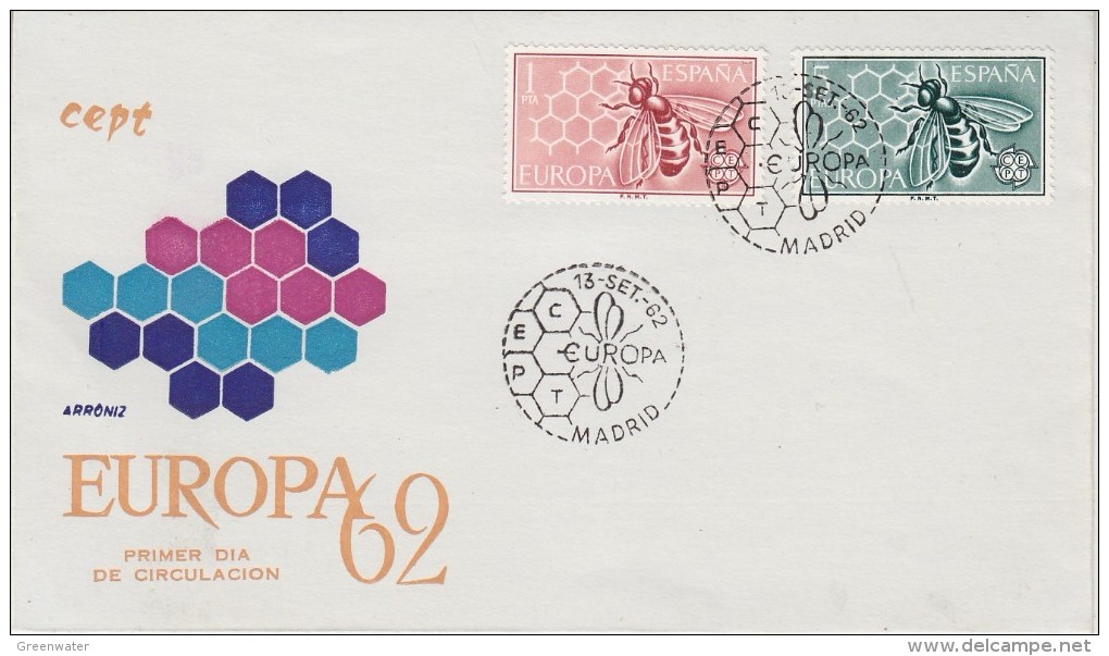 Europa Cept 1962 Spain 2v FDC (F5688C) - 1962