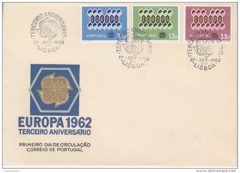 Europa Cept 1962  Portugal 3v  FDC (F5688E) Ca Lisboa - 1962