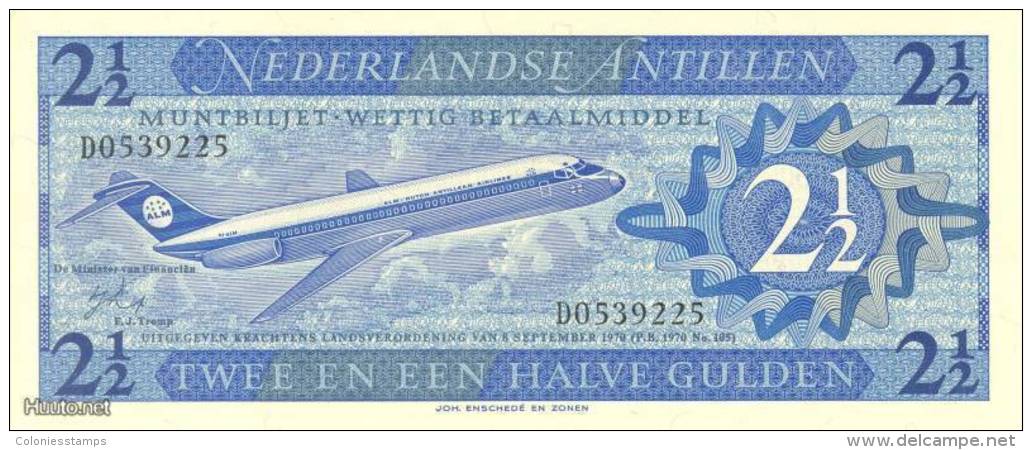 (B0527) NETHERLANDS ANTILLES, 1970. 2½ Gulden. P-21a. UNC - Nederlandse Antillen (...-1986)