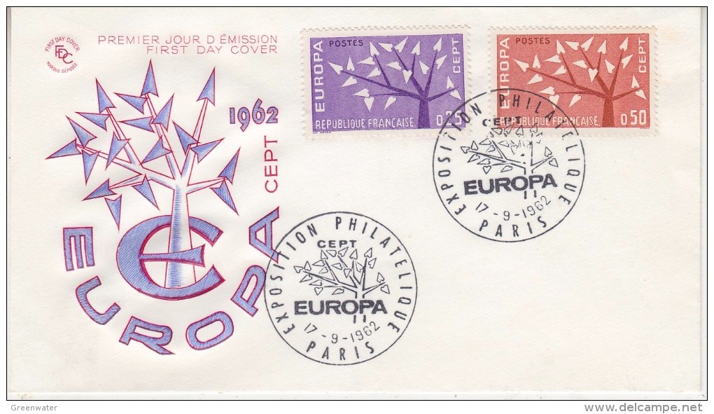 Europa Cept 1962 France 2v FDC (F5688P) - 1962