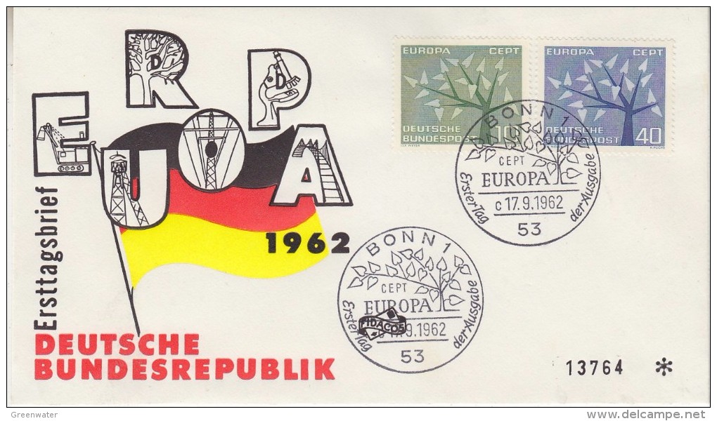 Europa Cept 1962 Germany 2v FDC (F5688Q) - 1962