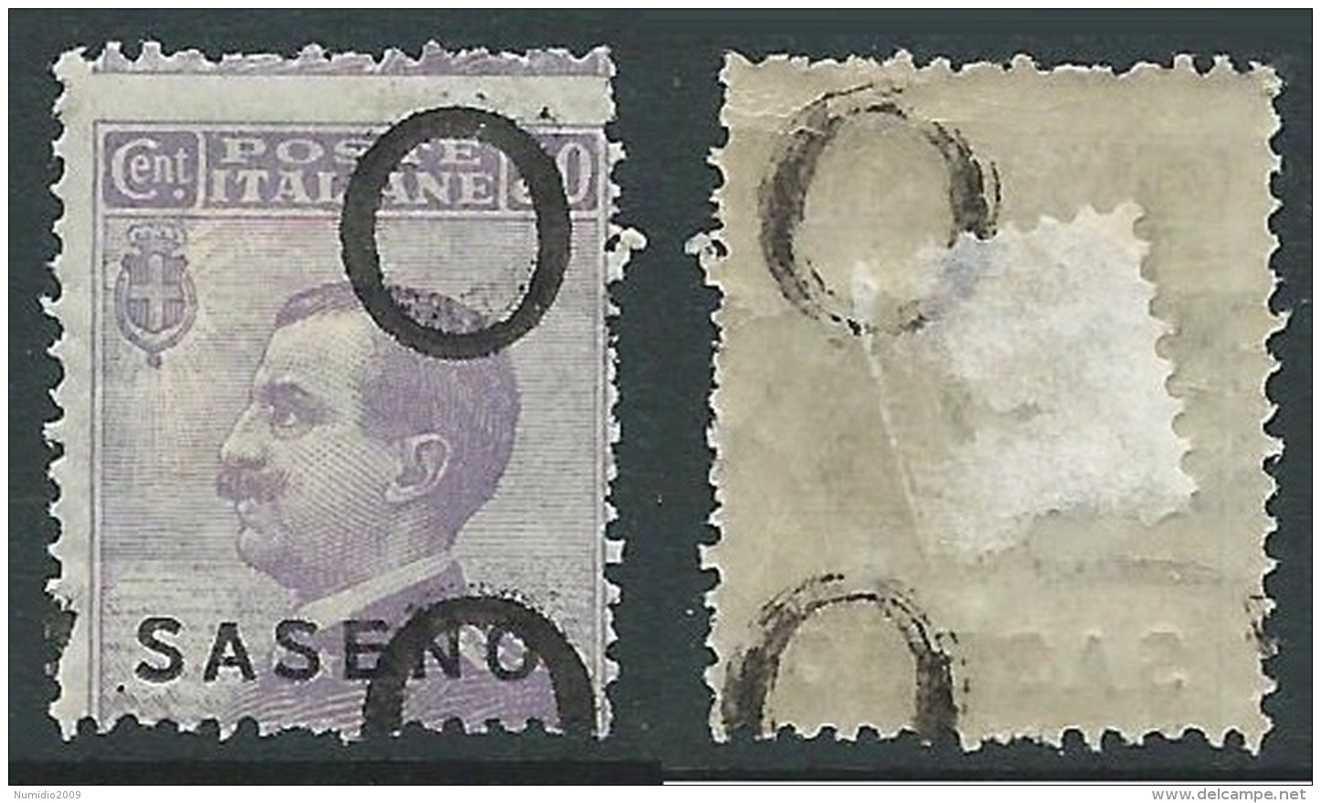 1923 SASENO EFFIGIE 50 CENT DEMONETIZZATO MH * - D1 - Saseno