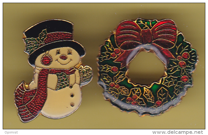 51780-lot De 2  Pin's.noel.bonhomme De Neige... - Christmas