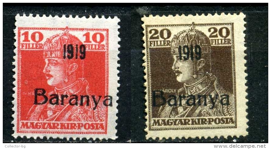 RARE 1919 KIR MAGYAR HUNGARY 10+20 FILLER DOUBLE OVERPRINT OCCUP. ROMANA-BARANYA+1919 STAMP Timbres MINT - Used Stamps